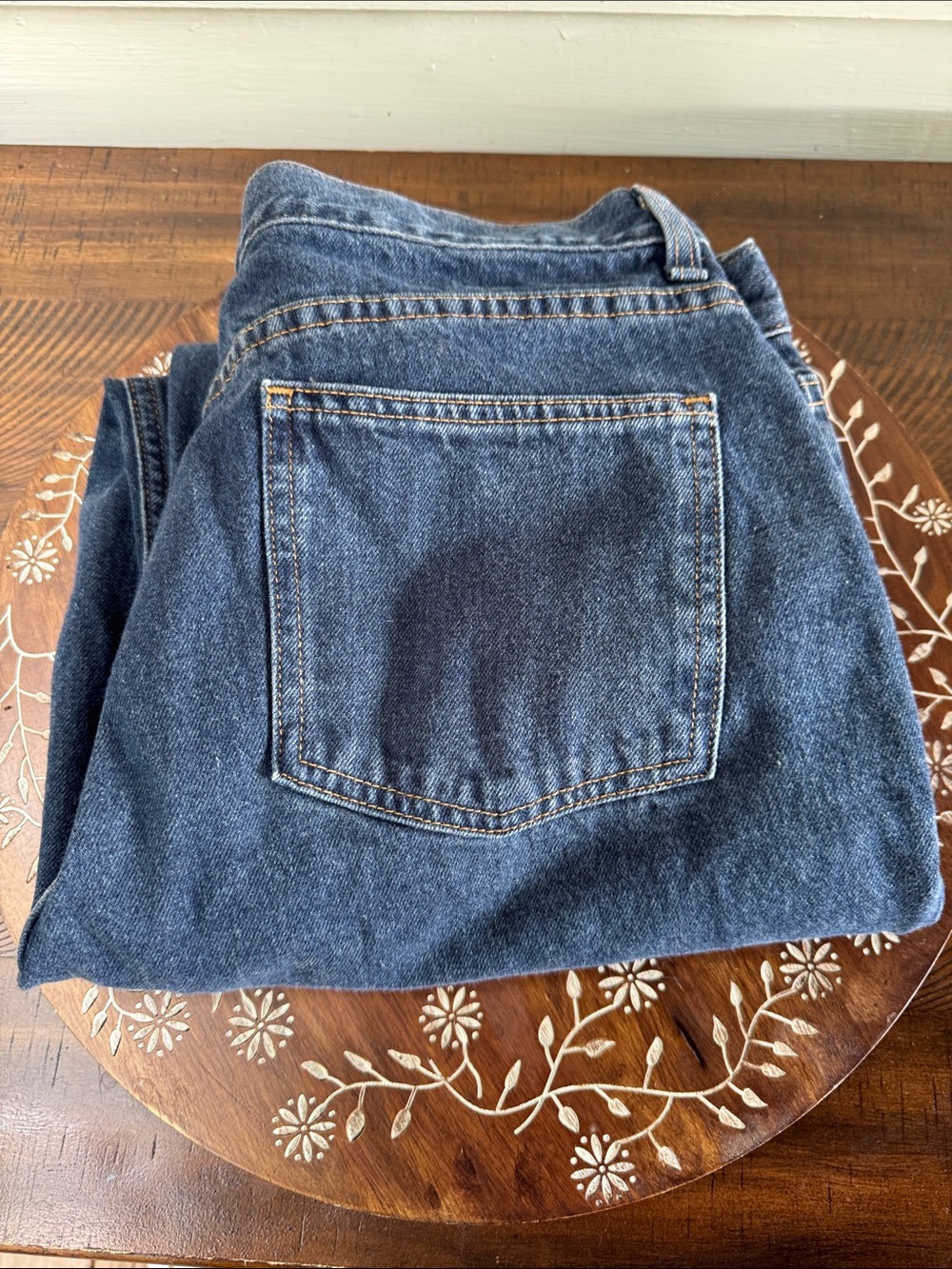 L.L. Bean Women’s Straight-Leg Jeans in Dark Blue Denim